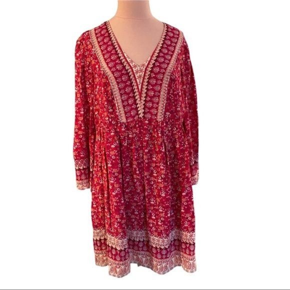 Anthropologie Maeve Isabel Embroidered Tunic Dress Pink Floral Size Small - Picture 5 of 13